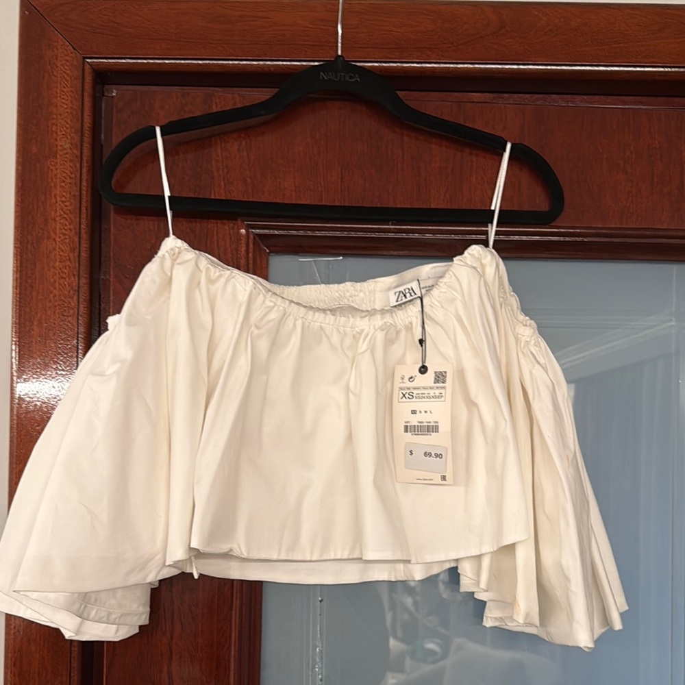 Zara White Off-Shoulder Top